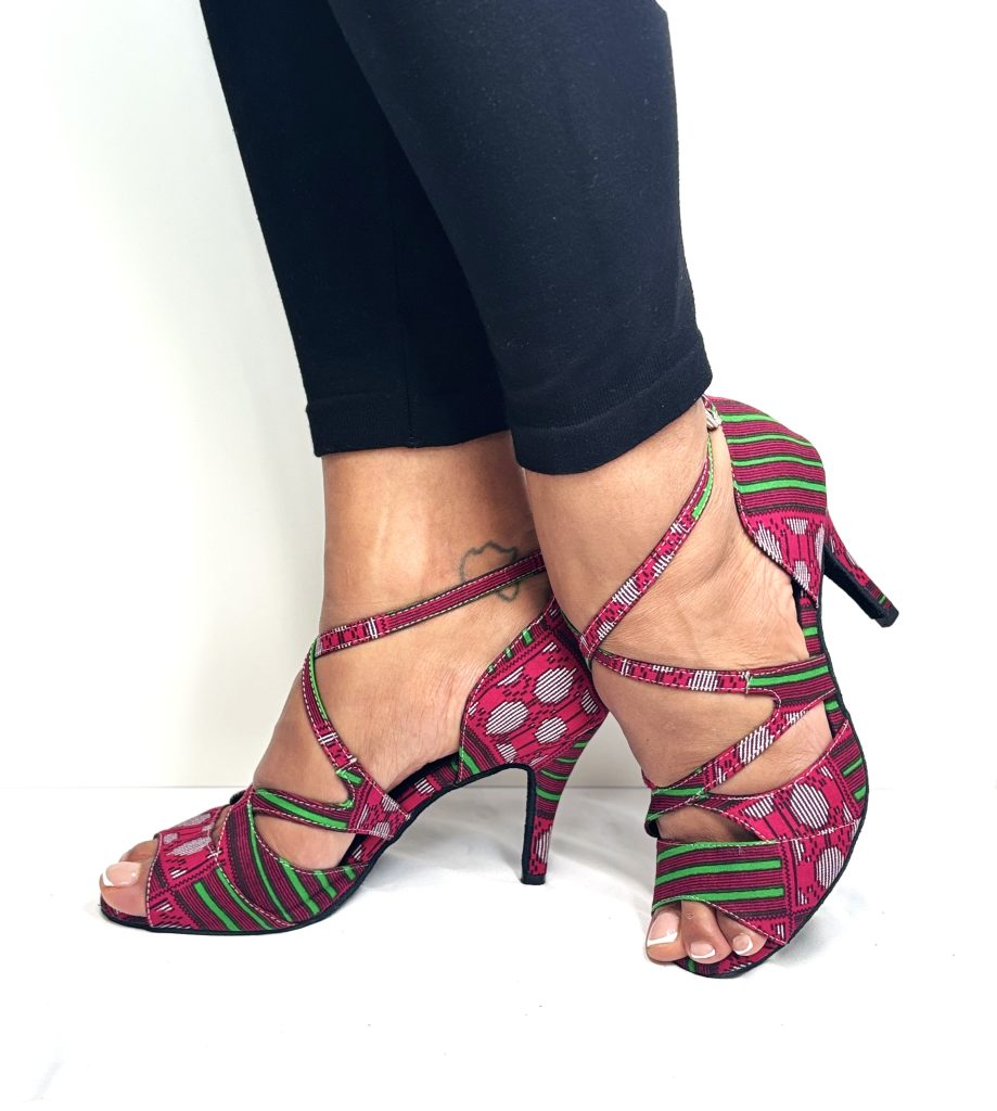 Queen Sheba burgundy heels side view – Mia Designs